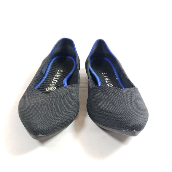 Rothys The Point Womens Size 7.5 Black Knit Pointed Toe Flats - Picture 6 of 9